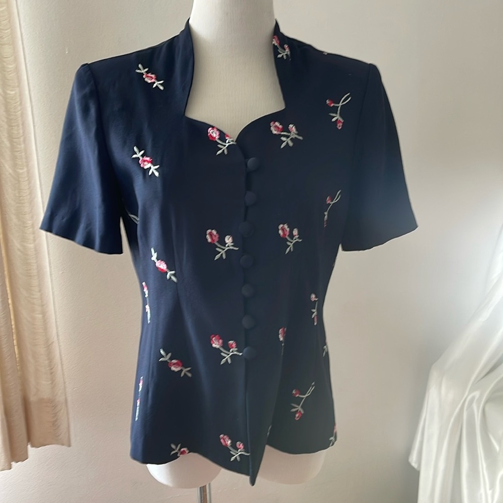 Petite Sophisticate & Co Navy Blue Short Sleeve Vest Sz 12p